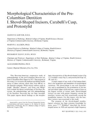 Morphological Characteristics of the Pre- Columbian Dentition I. Shovel
