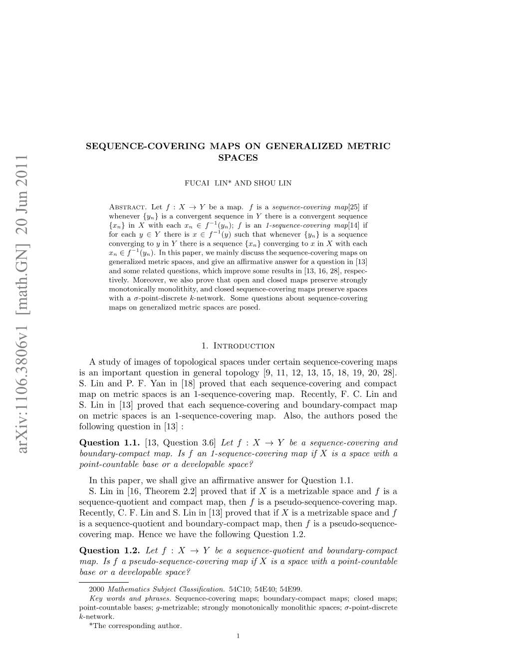 Sequence-Covering Maps on Generalized Metric Spaces 3