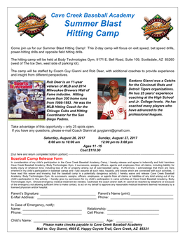 Summer Blast Hitting Camp