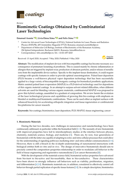 Biomimetic Coatings Obtained by Combinatorial Laser Technologies