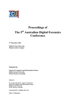 Proceedings of the 5 Australian Digital Forensics Conference