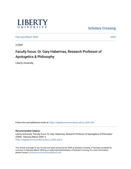 Faculty Focus: Dr. Gary Habermas, Research Professor of Apologetics & Philosophy