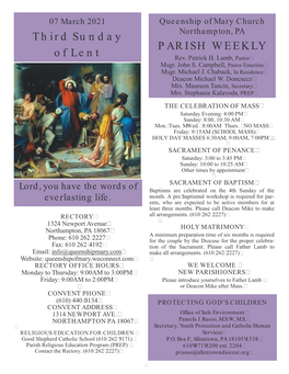 Third Sunday of Lent PARISH WEEKLY