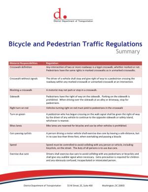 DC Bicycle and Pedestrian Traffic Regulations Summary