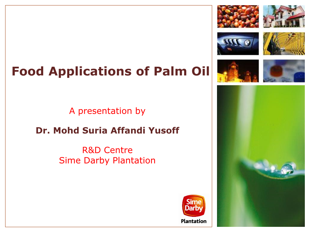 Food Applications of Palm Oil