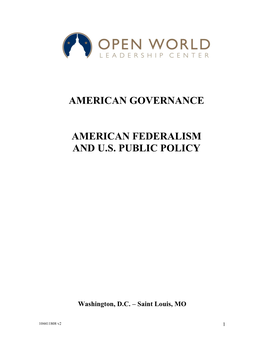American Governance American Federalism And