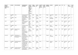 LEVEL of RECORD (Document Or Page) SECTION TITLE OF