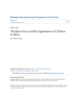 The Rule of Law and the Exploitation of Children in Africa John Mukum Mbaku