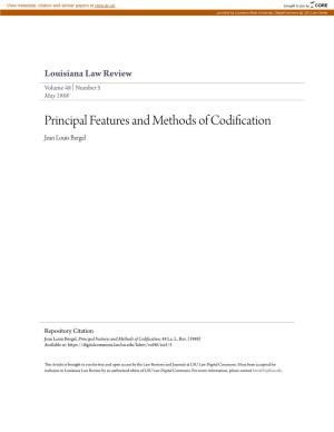 Principal Features and Methods of Codification Jean Louis Bergel