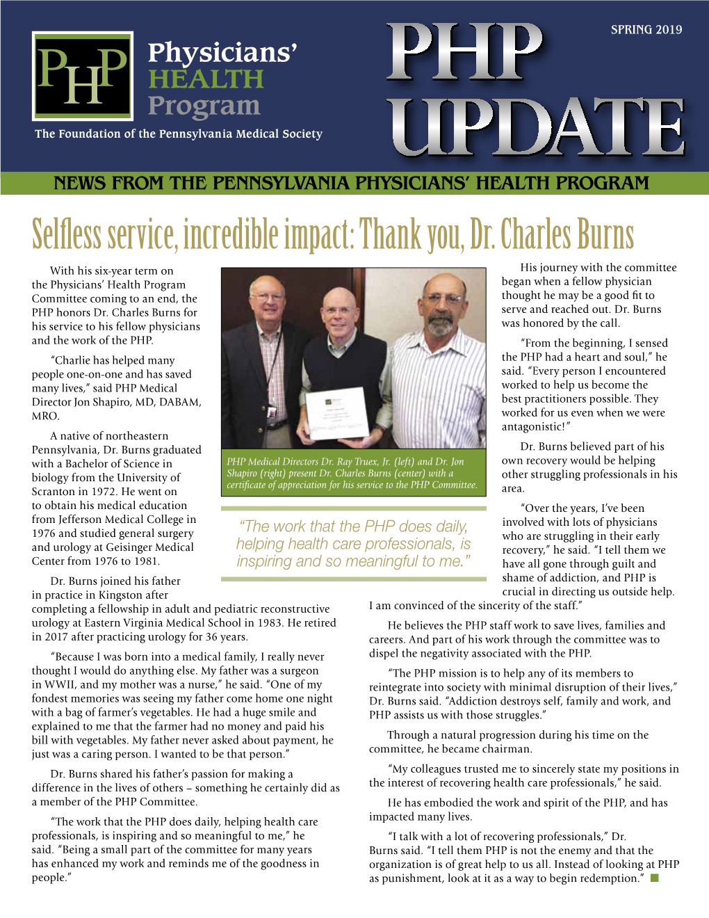 Selfless Service, Incredible Impact: Thank You, Dr. Charles Burns