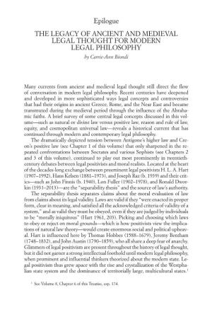 Epilogue the LEGACY of ANCIENT and MEDIEVAL LEGAL THOUGHT for MODERN LEGAL PHILOSOPHY by Carrie-Ann Biondi