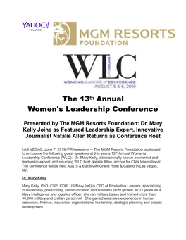 The 13ᵗʰ Annual Women's Leadership Conference
