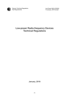 Low-Power Radio-Frequency Devices Technical Regulations