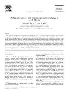 Biological Invasions and Deletions: Community Change in South Florida
