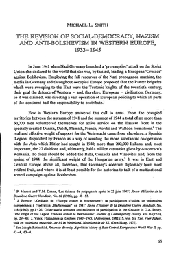 The Revision of Social-Democracy, Nazism and Anti-Bolshevism in Western Europe, 1933-1945