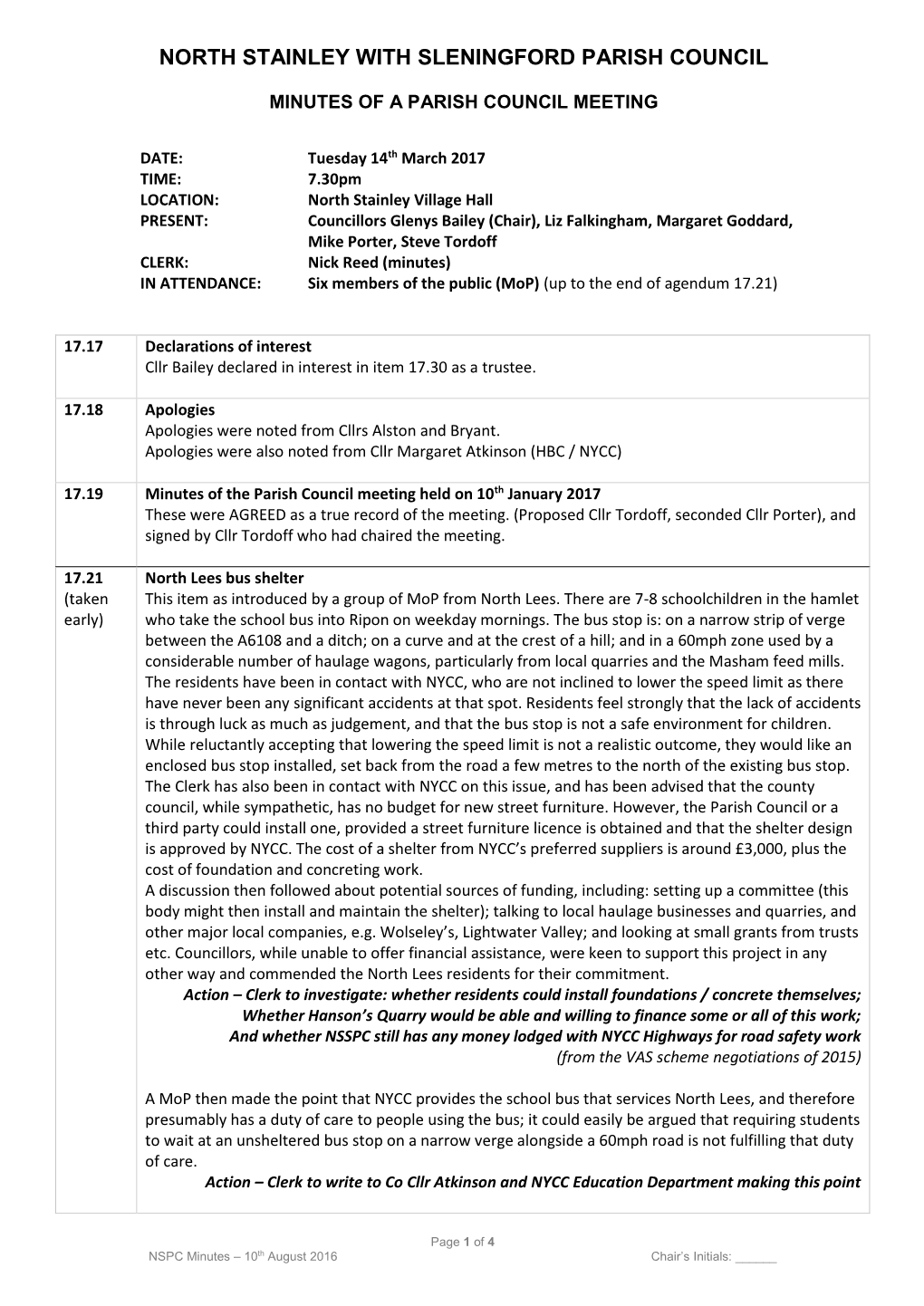 North Stainley with Sleningford Parish Council