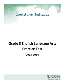Grade 8 English Language Arts Practice Test 2013-2014
