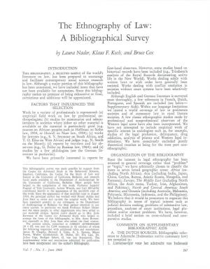 The Ethnography of Law: a Bibliographical Survey