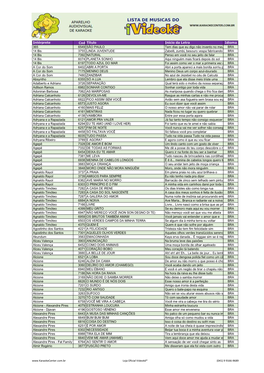 Intérprete Cod Título Início Da Letra Idioma