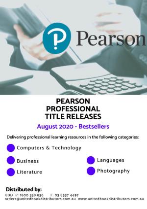 PEARSON PROFESSIONAL TITLE RELEASES August 2020 - Bestsellers Delivering Professional Learning Resources in the Following Categories