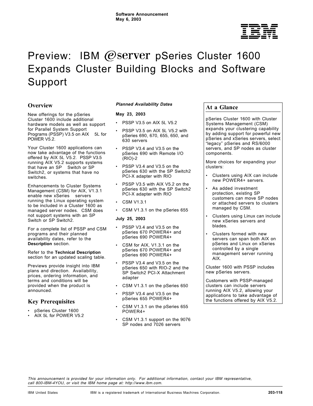 IBM Pseries Cluster 1600 Expands Cluster Building Blocks and Software Support