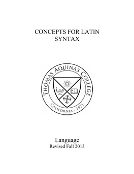 CONCEPTS for LATIN SYNTAX Language