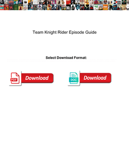 Team Knight Rider Episode Guide