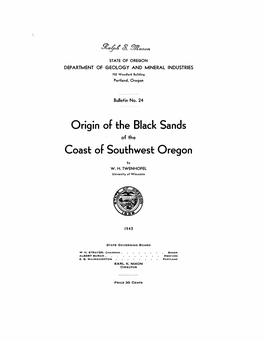 DOGAMI Bulletin 24, Origin of the Black Sands of the Coast of Southwest Oregon