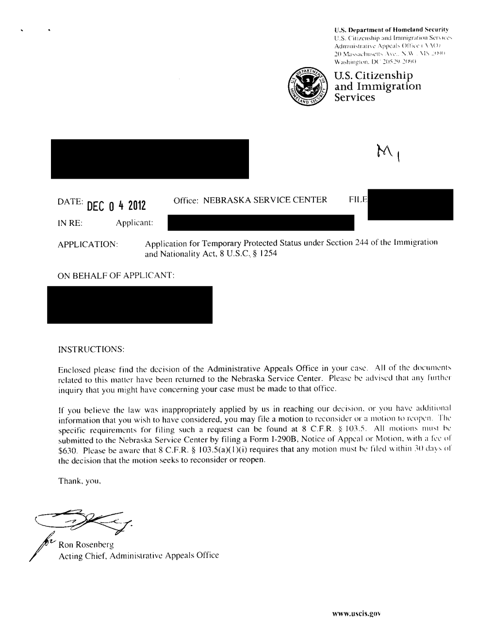 U.S. Citizenship and Immigration Services