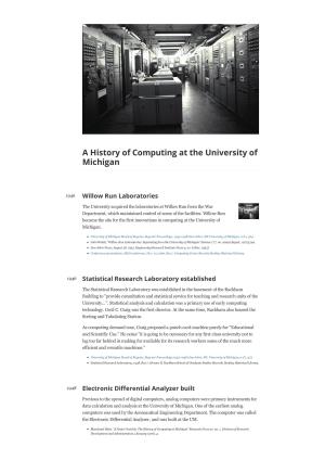 A History of Computing at the University of Michigan