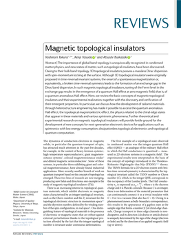 Magnetic Topological Insulators