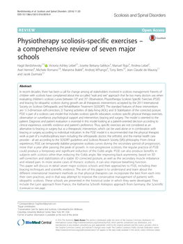 Physiotherapy Scoliosis-Specific Exercises – a Comprehensive Review of Seven Major Schools