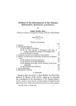 Outlines of the Development of the Tuatara, Sphenodon (Hatteria) Punctatus
