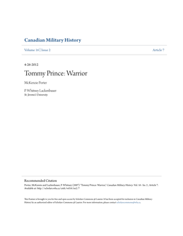 Tommy Prince: Warrior Mckenzie Porter
