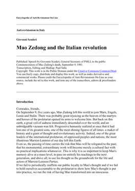 Mao Zedong and the Italian Revolution