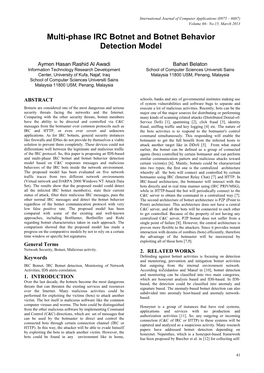 Multi-Phase IRC Botnet and Botnet Behavior Detection Model