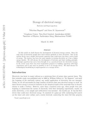 Storage of Electrical Energy: Batteries and Supercapacitors