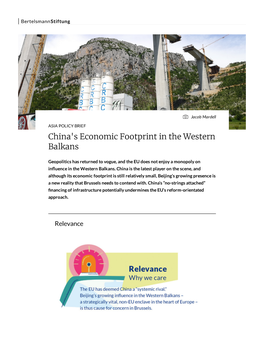 China's Economic Footprint in the Western Balkans