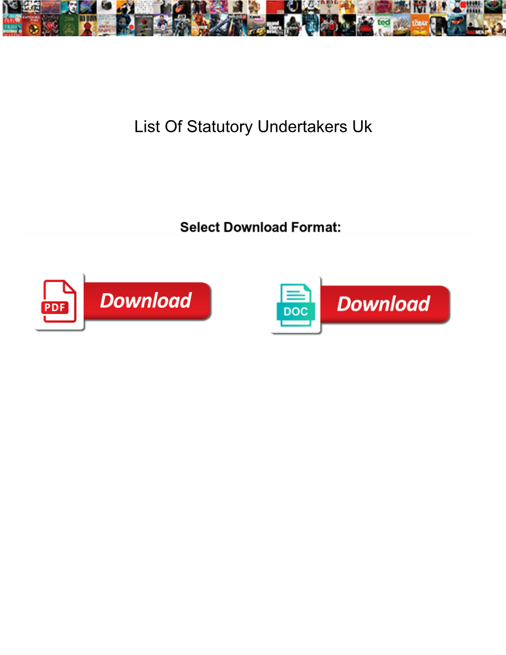 List of Statutory Undertakers Uk