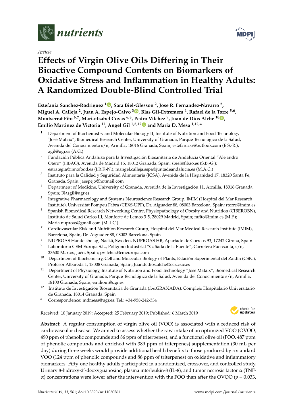 Effects of Virgin Olive Oils Differing in Their Bioactive Compound