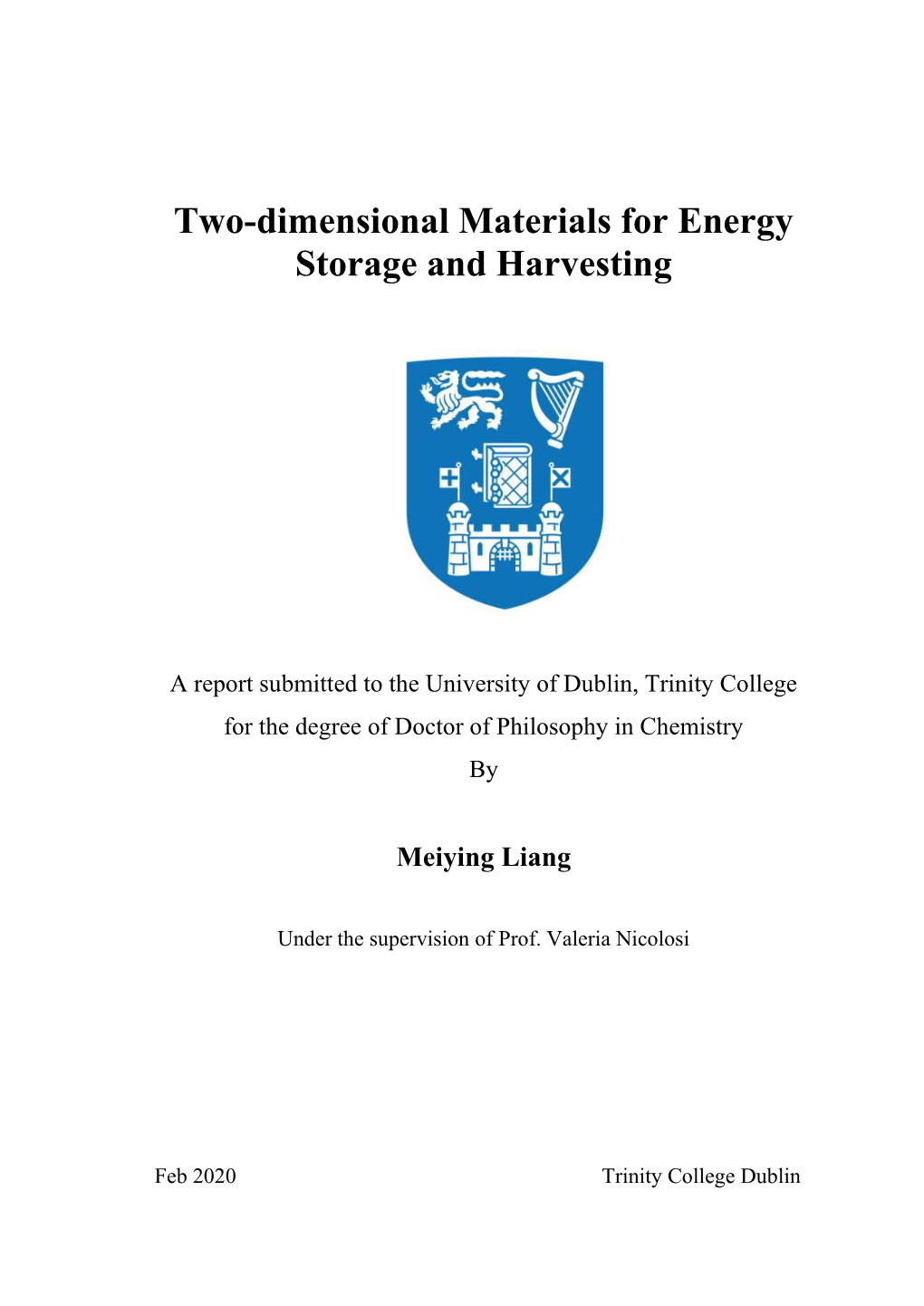 Two-Dimensional Materials for Energy Storage and Harvesting