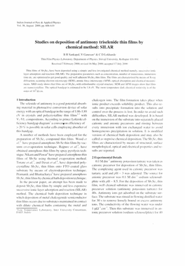 Studies on Deposition of Antimony Triselenide Thin Films by Chemical Method: SILAR
