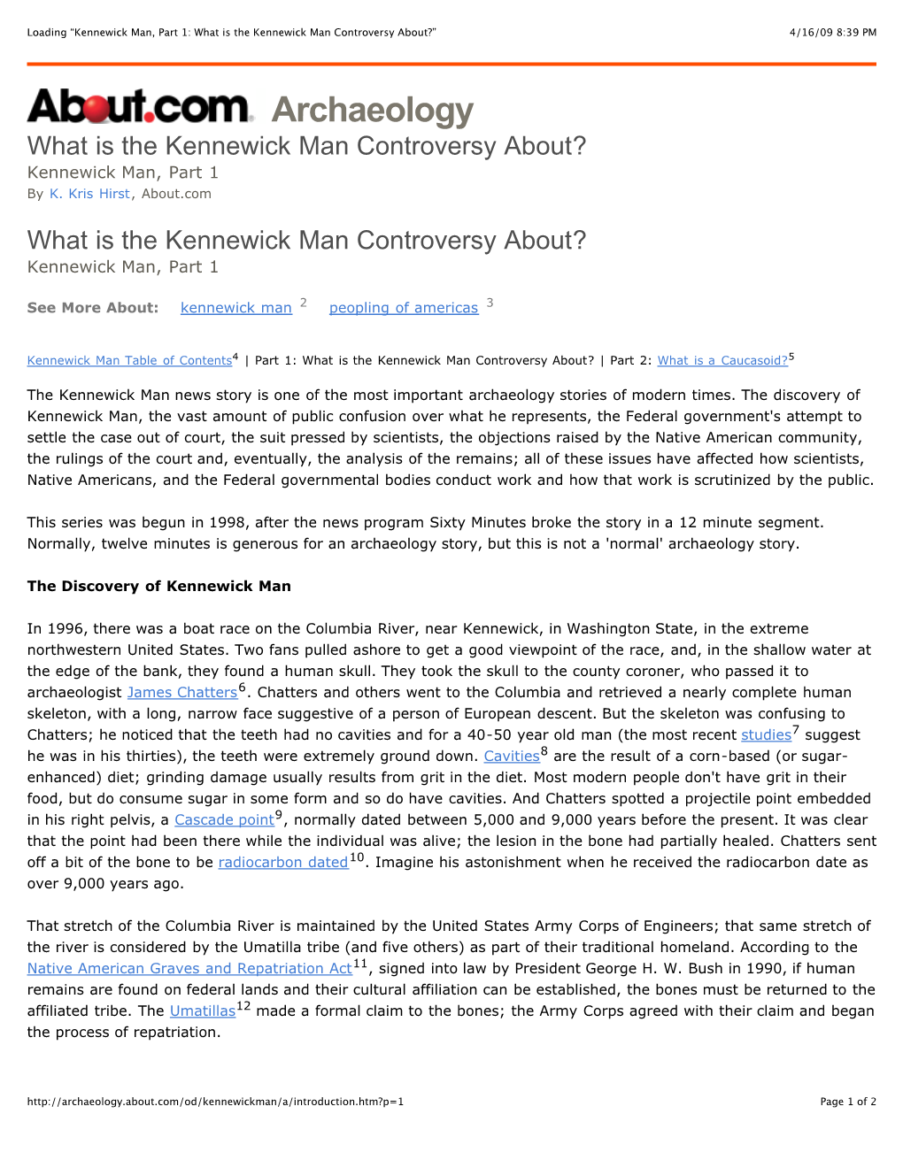 Loading “Kennewick Man, Part 1 What Is the Kennewick Man