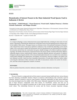 Biomolecules of Interest Present in the Main Industrial Wood Species Used in Indonesia-A Review