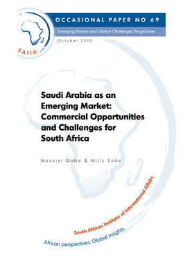 Saudi Arabia As an Emerging Market: Commercial Opportunities and Challenges for South Africa