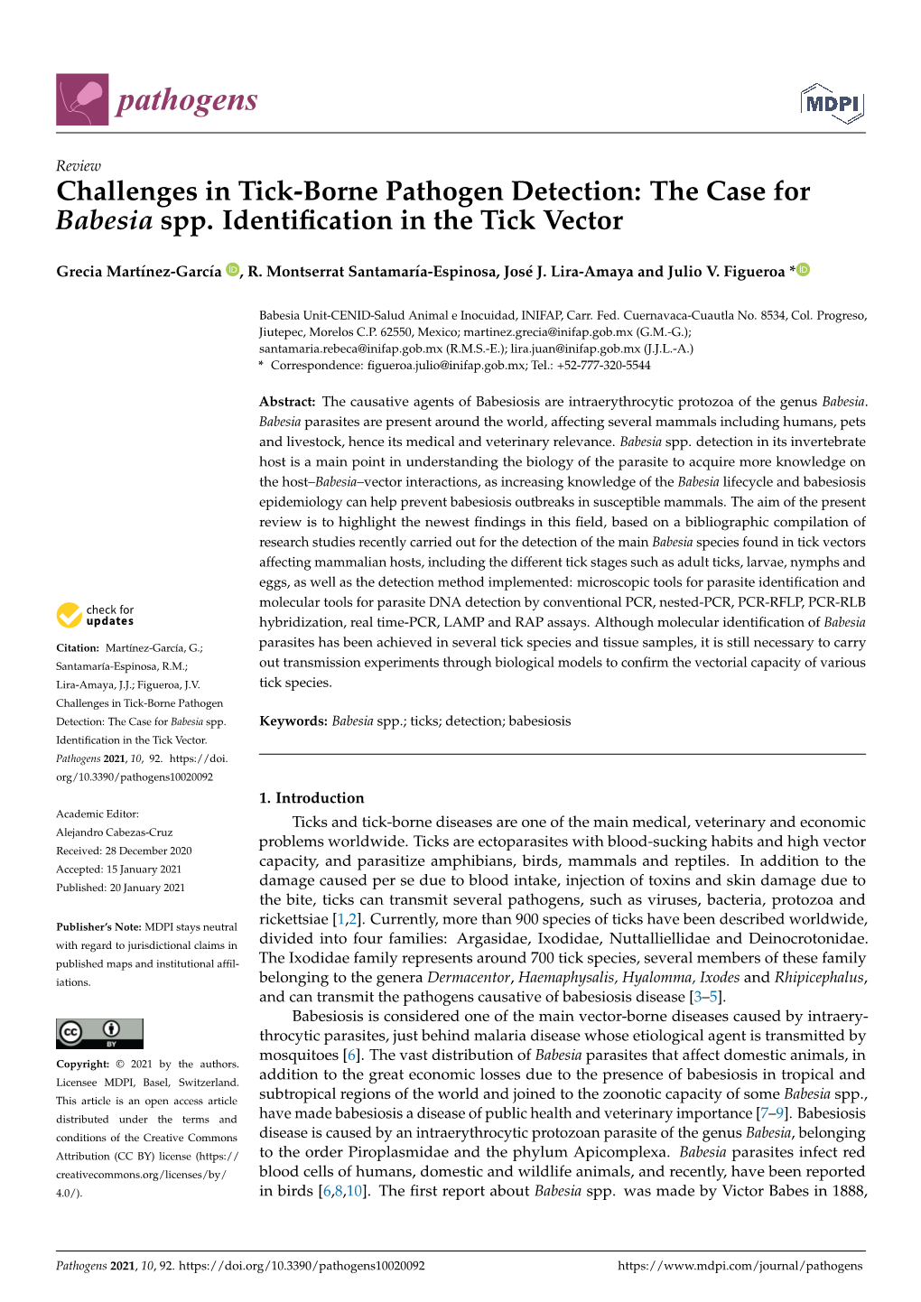 The Case for Babesia Spp. Identification in the Tick Vector