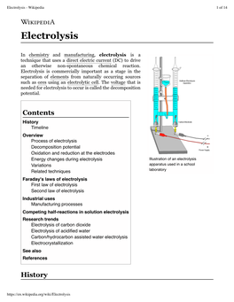 Electrolysis - Wikipedia 1 of 14