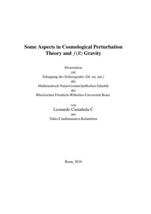 Some Aspects in Cosmological Perturbation Theory and F (R) Gravity