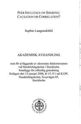 Sophie Langenskiold AKADEMISK AVHANDLING