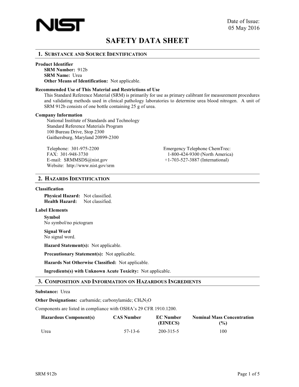 Material Safety Data Sheet